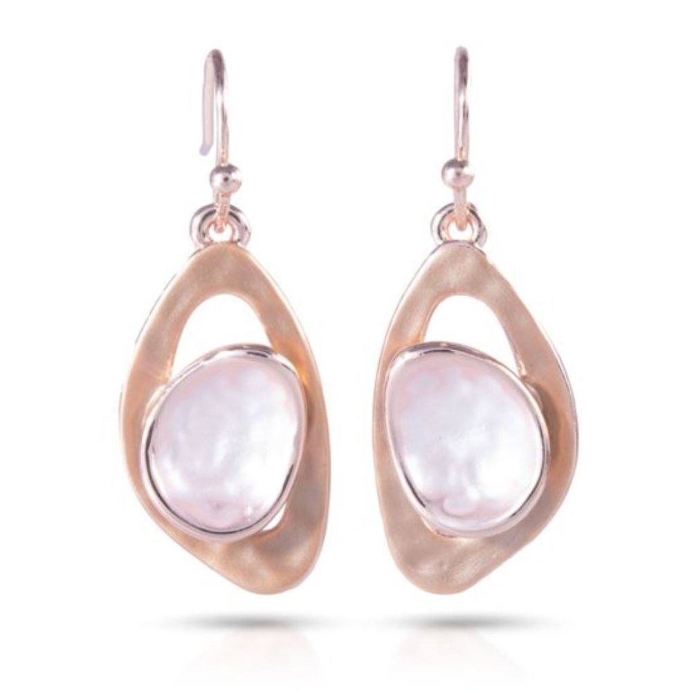 Ivory and Rose Gold Tone Earrings, Amanda Blu